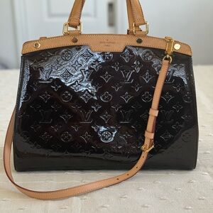 Louis Vuitton Brea Amaranth Patent Satchel with Vachetta Trim